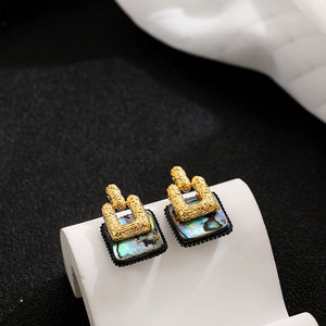 ต่างหูแฟชั่นสแตนเลสสตีล 316L ชุบทอง 14k 18k PVD ประดับเปลือกหอยมุกอะบาโลน สำหรับผู้หญิง - Product Image 3