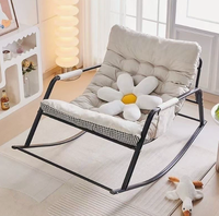 Fauteuil à bascule moderne imperméable avec housse en coton pour chambre et balcon, mobilier métallique portable pour la maison, les loisirs et le salon
