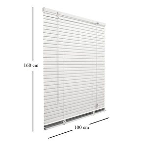 Store vénitien en PVC blanc 100x160 cm avec lames inclinables, pare-soleil mural - Product Image 2