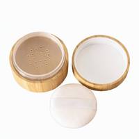 Pot à poudre libre en bambou personnalisé, écologique, 5g, 10g, 30g, avec tamis et houppette, emballage durable pour fond de teint, vente en gros