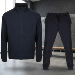 Ensemble de survêtement d'hiver pour homme, bleu marine, 2 pièces, veste zippée et pantalon de jogging, vêtements de sport décontractés pour adultes, logo sur le devant - Product Image 4