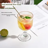 Verre à boire vert de 360 ml, verrerie vintage colorée pour mariage, fête, bar, motif gaufré à lignes verticales, gobelets à vin sur pied