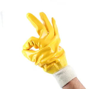 Guantes de trabajo de nitrilo recubiertos resistentes al desgaste de nitrilo ligero de revestimiento completo para guantes de jardinería