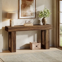 Table d'entrée style farmhouse Tribesigns avec plateau épais, table rectangulaire en bois pour salon, couloir