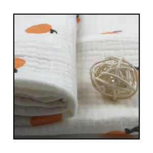 Wholesale <strong>Organic</strong> <strong>Cotton</strong> Muslin Fabric Rolls 4 Layer Crinkle <strong>Gauze</strong> Combed Yarn 120gsm Weight Good Price for Boys Girls Pillow - Product Image 1