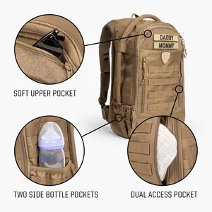 Waterproof Multifunctional RPET Polyester Wholesale Nappy Changing Mat Daddy Diaper Backpack Dad Tactical Baby Diaper Bag