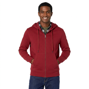 Sweat à capuche zippé pour homme de haute qualité, coupe oversize à épaules tombantes, nouvelle mode, couleur unie personnalisée, vêtements décontractés - Product Image 1