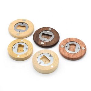Personalized Round Wooden Custom Blank Refrigerator <b>Fridge</b> Magnet Beer Bottle Opener for Decoration Craft DIY - Product Image 5