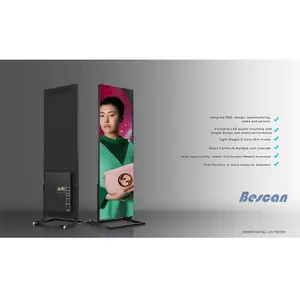 BESCAN WIFI 4G USB led poster portable digital signage smart led poster p2.5 floor standing indoor led display retail solution