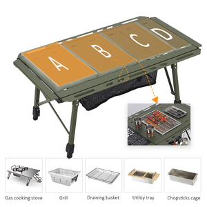 Ngoài trời Hàn Quốc BBQ nướng Bảng nhôm khung Chiều cao có thể điều chỉnh trọng lượng nhẹ xách tay gấp 3 đơn vị cắm trại igt bảng - Product Image 5