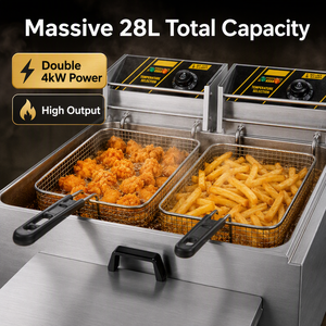Friteuse électrique professionnelle sur pied 28L double cuve double panier 8kW pour frites poulet restauration - Product Image 3
