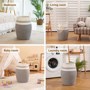 Nuovo <span class=keywords><strong>Design</strong></span> di alta qualità cesto della biancheria per uso domestico pieghevole corda cesto portaoggetti con manici per soggiorno - Product Image 4