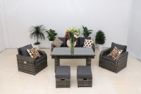 Modernes 7-Sitzer Rattan-Sofa-Set - Outdoor-Liegestuhl-Würfelgarnitur für Garten, Wohnzimmer & Innenhof