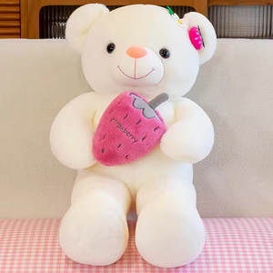 Oso de Peluche de Fresa, Lindo Juguete Antiestrés de Algodón PP con Malla, Colores Pastel Surtidos, Animal de Peluche, Regalo de San Valentín o Cumpleaños - Product Image 3