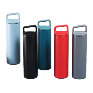 Best Selling Thermoses Skinny Flask Cup 480ML/600ML Straight Coffee Flask With Handle Cover 304 Steel Vacuum Slim Water Flask
