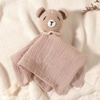 Selimut Bayi Rajut Bentuk Hewan Kelinci Tongtu Newbrown dari Katun, Boneka Penghibur untuk Hadiah Bayi Baru Lahir