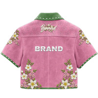 T-shirt Homme Court et Ample à Manches Courtes avec Logo Personnalisé, Fermeture Éclair, Broderie en Relief et Strass, Style Streetwear et Workwear
