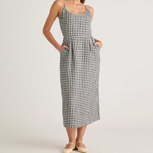 Vestido Casual de Verano con Tirantes Finos y Cuello Cuadrado a Cuadros para Vacaciones en la Playa o Vestido Casual para Mujer - Product Image 1