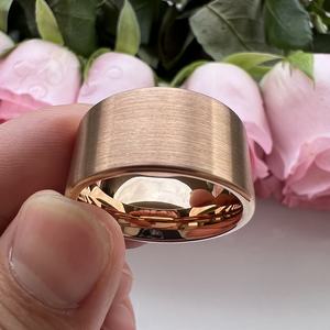 Coolstyle 쥬얼리 <span class=keywords><strong>12mm</strong></span> 도매 플랫 닦았 로즈 골드 텅스텐 카바이드 반지 남성 여성 패션 약혼 웨딩 밴드 - Product Image 4