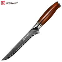 Couteau à désosser en acier Damas personnalisé, flexible et tranchant, avec manche en bois de rose, couteau de cuisine professionnel