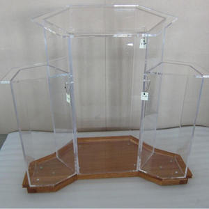Podio con Base de <span class=keywords><strong>Madera</strong></span> y <span class=keywords><strong>Atril</strong></span> de Acrílico Transparente, Púlpito, Construcción de 3 Niveles - Product Image 4