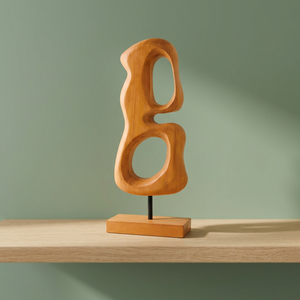 Sculpture abstraite moderne en bois de manguier, artisanale, pour décoration de table, décoration intérieure et cadeau élégant - Product Image 2