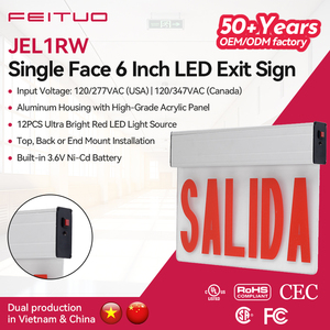 FEITUO OEM ODM Base de production au Vietnam CULus Panneau de signalisation LED d'urgence en aluminium à lettre rouge simple face pour le marché américain - Product Image 1