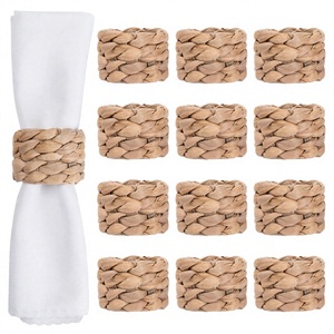 Anneaux de serviette en jacinthe d'eau en gros, chemin de table en osier style bohème pour mariage et repas, fabricant Vietnam - Product Image 2