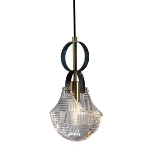 Nordic Modern Licht Luxe Woonkamer Slaapkamer Trap Naast Led Decoratieve Koperen Rugzak Indoor Kroonluchter Glazen Hanglamp