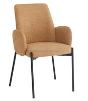Chaise longue rembourrée en tissu jaune extérieur moderne confortable Salon chaises d'attente KD Structure salle à manger chaise d'accoudoir
