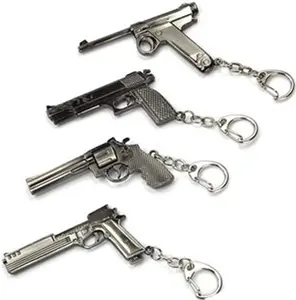 新产品玩具4迷你金属射击3D枪模型钥匙扣汽车包枪钥匙圈吊坠礼品枪钥匙扣