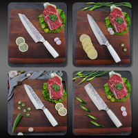 ANGELE Ensemble de couteaux en acier inoxydable avec manche en ABS forgé ambidextre quatre pièces 60 HRC pour couper la viande, couteau de cuisine, barbecue en plein air