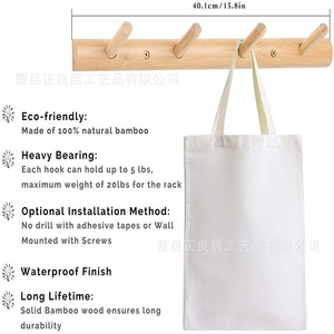 Solid Wood <b>Wall</b> Hooks Rectangle Multi Purpose <b>Hanging</b> <b>Storage</b> Rack For Kitchen Bathroom Entryway Coat Rack - Product Image 4