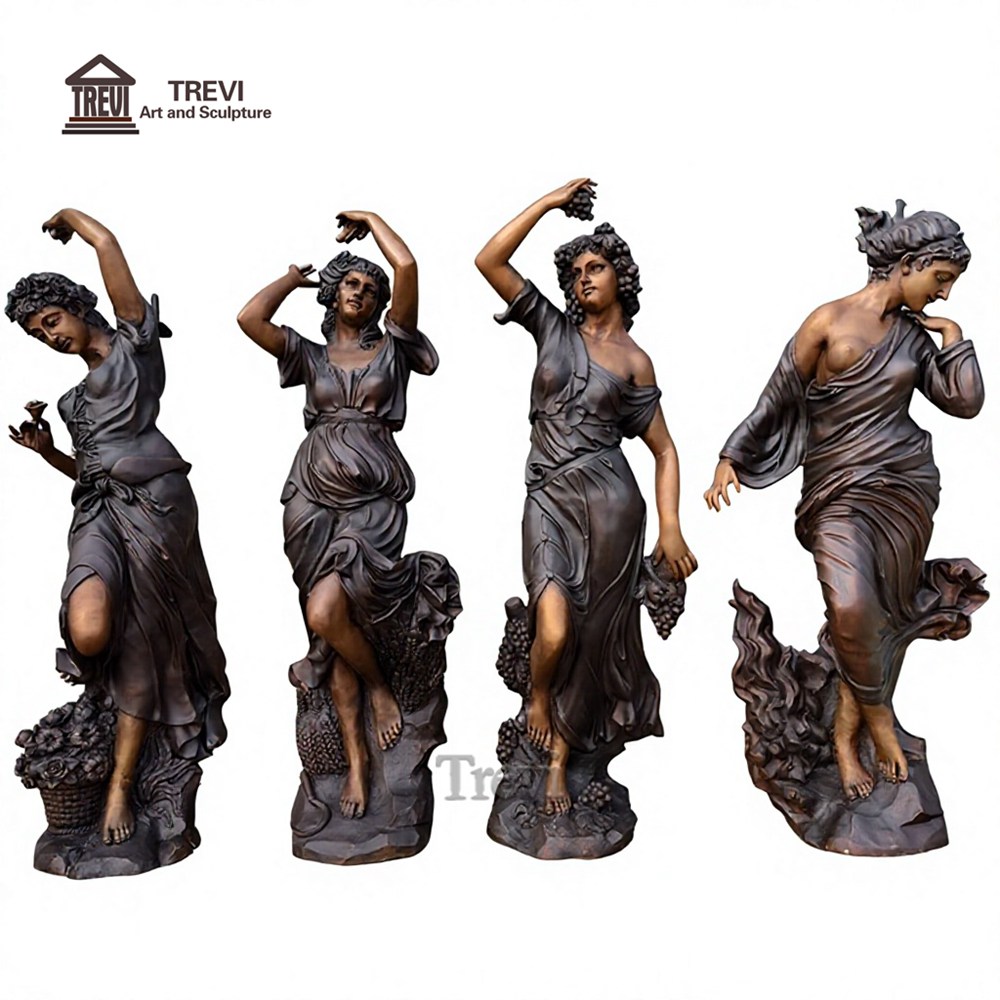 Metal Craft Life Size Goddesses Statue Brass Bronze Four Seasons