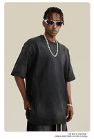 Camiseta Casual Oversize de Algodón Tejido de 270 g/m² para Hombre, Cuello Redondo, Lavada, Personalizada