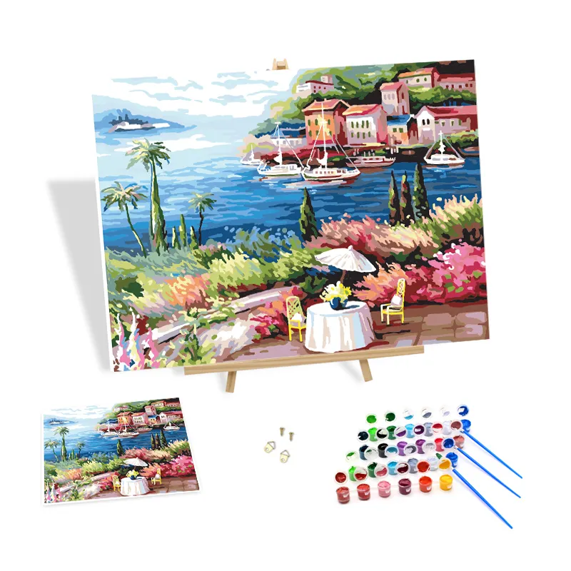 Diy pintura por números moderno Seaside Resort Island 3D impresión pintura por números decoración del hogar regalos decoración artes Cr