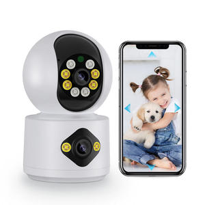 Caméra de surveillance WiFi 4MP à double objectif avec suivi humain IA, rotation panoramique/inclinaison à 360°, audio bidirectionnel, pour intérieur domestique - Product Image 1