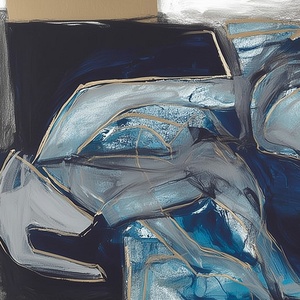 Pintura al Óleo Abstracta Moderna en Azul y Negro, Pintada a Mano, sin Marco, Arte en Lienzo para Decoración de Cocina y Comedor - Product Image 2