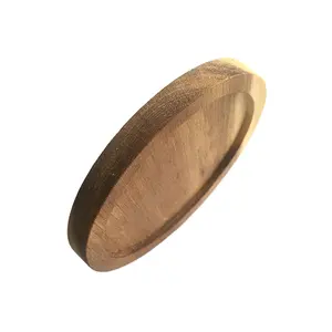 eco friendly 10cm simple 100% natural custom acacia round wooden cup holder mat