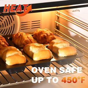 MIXWARES 8-Cavity Non-Stick Oven Safe Loaf Baking Pans Tiny Banana Bread &amp; Heavy Duty Carbon Steel <strong>Brownie</strong> <strong>Tin</strong> Dark Grey - Product Image 5