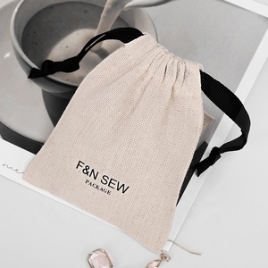 Personalizzato Avorio Mini Cordoncino di Cotone sacchetto di Tela di Lino Eco Friendly Draw <span class=keywords><strong>String</strong></span> Regalo Dei Monili Del Sacchetto Bianco con Logo - Product Image 6