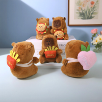 Mini porte-clés en peluche Capybara Kawaii, petits animaux en peluche en gros pour distributeurs de machines à griffes, pendentifs de sac mignons, peluches