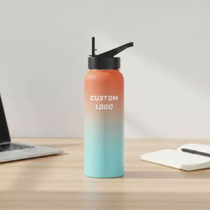 Bouteilles d'eau sport isothermes personnalisées en acier inoxydable à double paroi, 32 oz, à large ouverture, pour promotion - Product Image 2