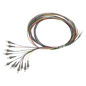 Qidian FC/PC Simplex OM1/OM2 Mode Fiber Optical Pigtail dengan 12 warna Cores 0.9mm G.652D/G.657A2 kabel