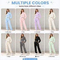 Ensemble de survêtement décontracté pour femme en coton, deux pièces, avec sweat-shirt à col montant et demi-zip, et pantalon de jogging à cordon de serrage, style streetwear et sportswear