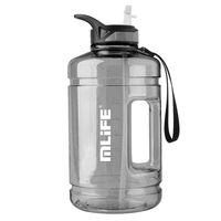 Sans BPA 3.78L Transparent Grande Gym Fitness Gallon Bouteille D'eau avec Paille Motivation Étanche En Plastique Drinkware