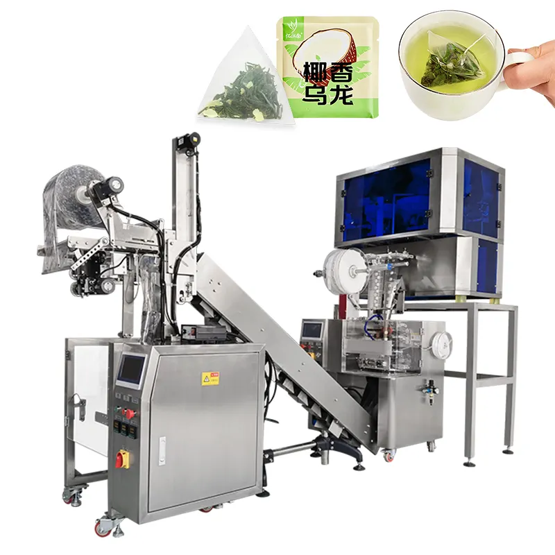 1-20g bag weight Multi-Function Triangular Tea Bag inner and outside bag packing Machine max speed up to 50bags per min