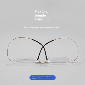 Ultra Flexible Lightweight Rimless Eyeglass <strong>Frames</strong> with Vintage <strong>Folding</strong> Temples Unisex Myopia Glasses-Wholesale Fashion - Product Image 3