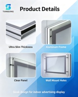 Kotak Lampu LED Ultra Tipis dengan Penerangan Tepi, Ukuran Poster A2 A3 A4, Bingkai Aluminium, Permukaan Akrilik, Menu Restoran, Poster Bioskop