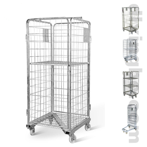 Heavy Duty Foldable Roll Cage Trolley Wire Mesh Cart with <strong>Wheels</strong> Logistics - Product Image 1